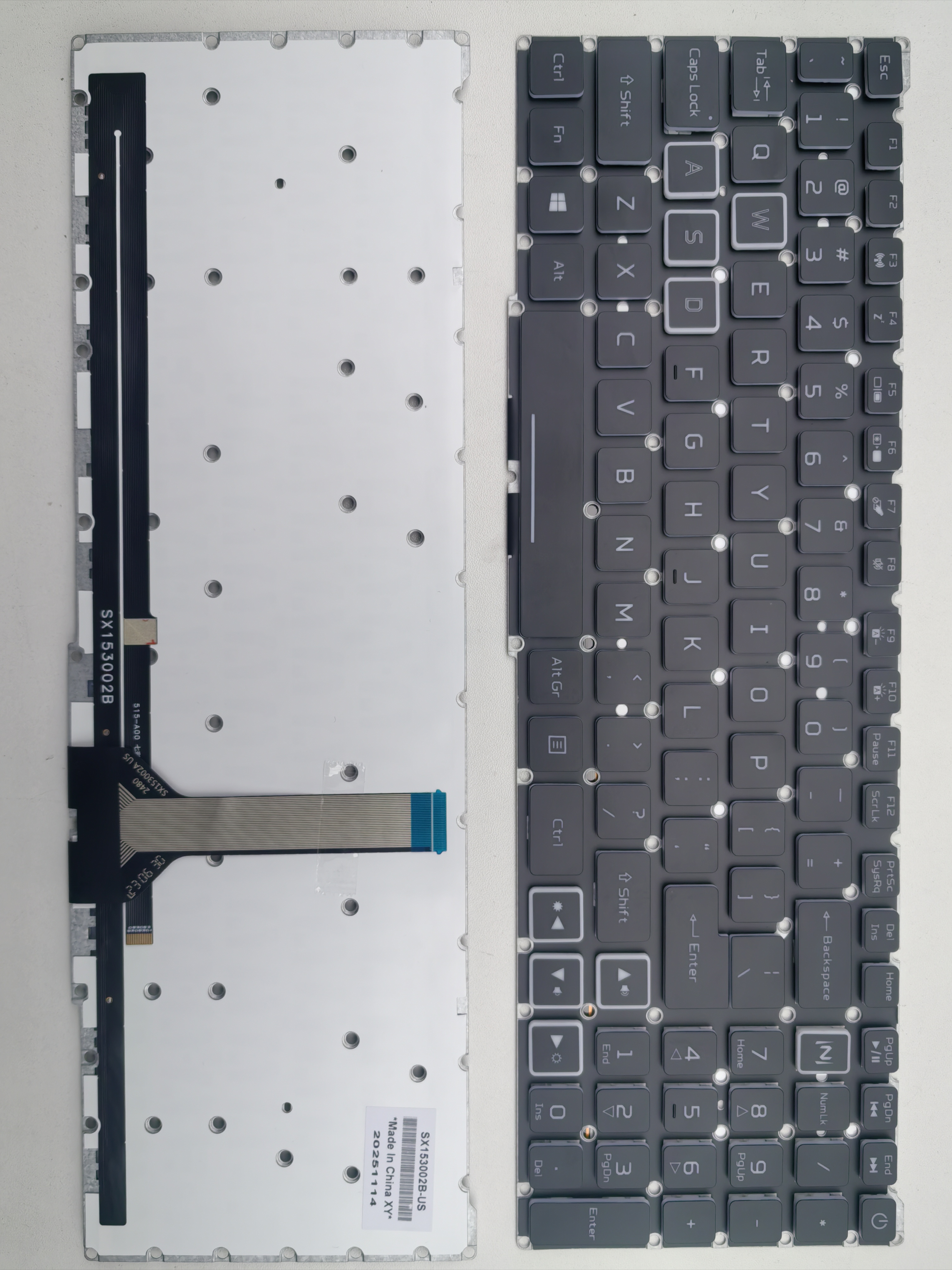 Picture of New Replacement Laptop Keyboard For ACER AN515-57/AN515-45 Colorful backlight BLACK Backlit,White Side (OEM) US Layout